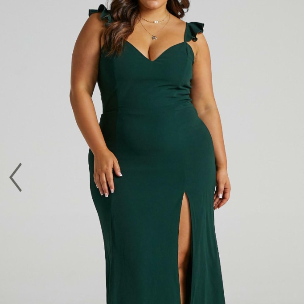More Than This Ruffle Strap Maxi Dress in Emerald